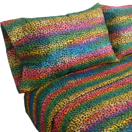 Street Revival Rainbow Leopard Full Sheet Set, Multi