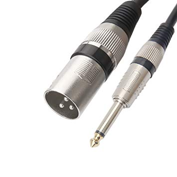 TISINO 1/4 TS to XLR Male Cable Gold Plated 6.35mm Mono Plug to Male XLR Unbalanced Microphone Cable Interconnect Cable - 5 Feet