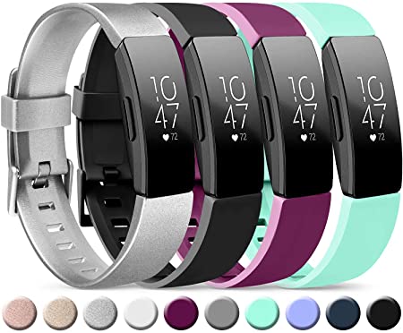 Vancle 4 Pack Silicone Bands Compatible with Fitbit Inspire HR & Fitbit Inspire & Fitbit Ace 2 Fitness Tracker for Women Men