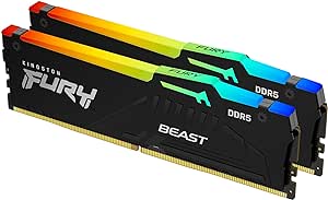 Kingston Fury Beast RGB 64GB (2x32GB) 6400MT/s DDR5 CL32 Desktop Memory | AMD Expo | Plug N Play | Kit of 2 | KF564C32BBEAK2-64