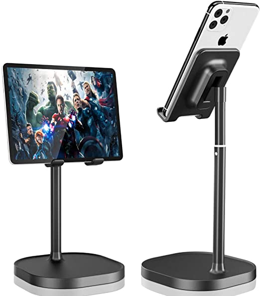 Cell Phone Stand,2021 Upgrade Angle Height Adjustable Phone Stand for Desk, Thick Case Friendly Phone Holder Stand for Desk, Compatible with All Mobile Phones,iPhone,Switch,iPad,Tablet(4-10in)