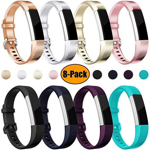 Maledan Replacement Accessories Bands for Fitbit Alta/Alta HR and Fitbit Ace, Classic Sport Wristband Band for Fitbit Alta HR/Alta and Fitbit Ace(8 pack), Small Large Women Men