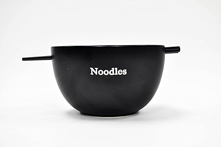 Signature Housewares Expressions Noodle Bowl with Chopsticks, Black, 26oz