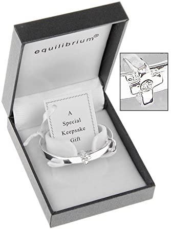 Equilibrium Silver Plated Christening or New Baby Bangle (6780)