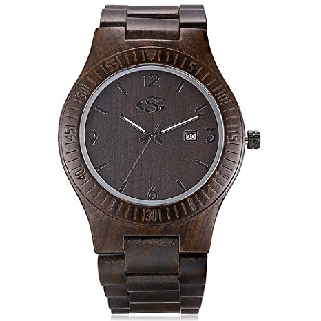 GEORGE SMITH Wood Quartz Black Dial Men's Wrist Watch#801233723