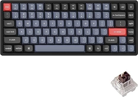 Keychron K2 Pro Wireless & Wired RGB Custom Mechanical Keyboard with Hot-swappable K Pro Brown Switch, QMK/VIA Programmable Macro, 75% Layout Aluminum Frame Keyboard for Mac Windows Linux