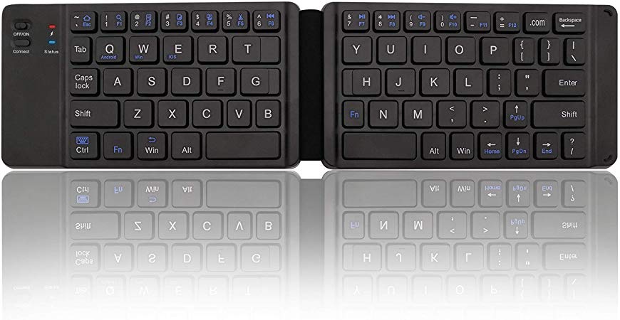 Bluetooth Keyboard, Foldable Wireless Keyboard & USB Rechargeable Keyboard with Portable Pocket Size, Compatible with MAC/iOS, Windows, Android Smartphones, Tablets, Laptops and More Devices