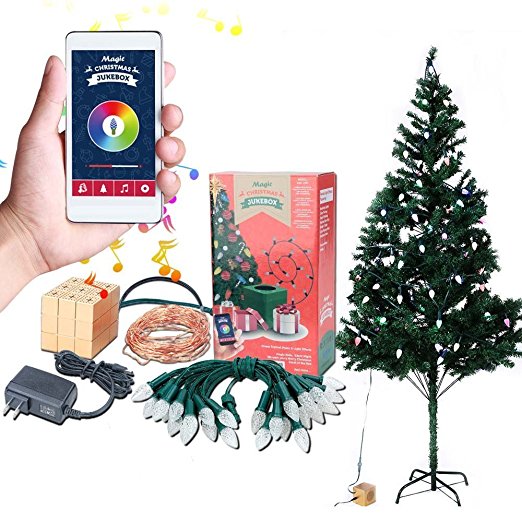 Airgoo® Led Colored Christmas Tree Lights Smartphone Control with 33ft 100pcs Warm White String and 25pcs C7 for Indoor Christmas Tree Ornament - APP Control, Bluetooth Connect