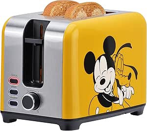 Disney Mickey and Pluto 2-Slice Toaster, Yellow, DSC-23