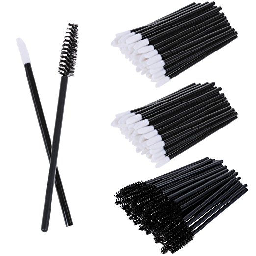 Rovtop 150 in 1 Disposable Lip Brushes 100Pcs and 50Pcs Eyelash Applicator Wand Brush