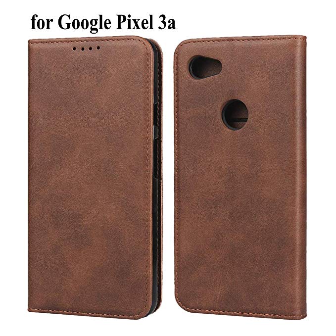 SailorTech Pixel 3a Wallet Case, Pixel 3a Case Premium PU Leather Cover with Kickstand [Card Slot] Shockproof Flip Case Full Body Magnetic Protective Phone Case Cover for Google Pixel 3a-Dark Brown