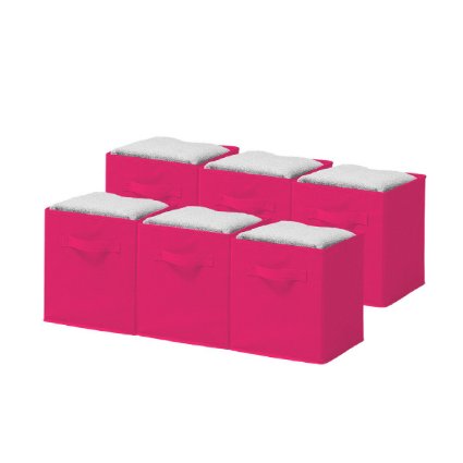 Sorbus® Foldable Storage Cube Basket Bin (6 Pack, Pink)