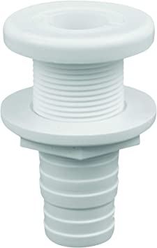 Attwood 3874-3 Polypropylene Durable Thru-Hull Connector Fitting, White Finish
