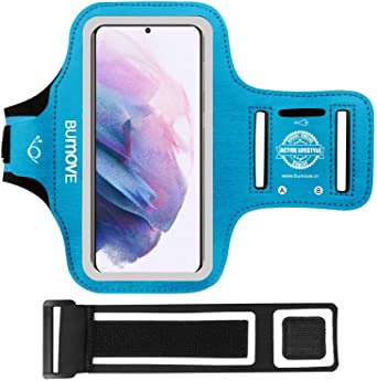 Galaxy S21 Plus, S20 FE, S20 Plus, S10 Plus Armband, BUMOVE Gym Running Workouts Sports Cell Phone Arm Band for Samsung Galaxy S21  5G/S20 fe/S20 /S10  with Key Holder (Blue)