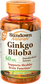 Sundown Naturals Ginkgo Biloba Standardized Extract 60 Mg 200 Tablets (3 Pack)