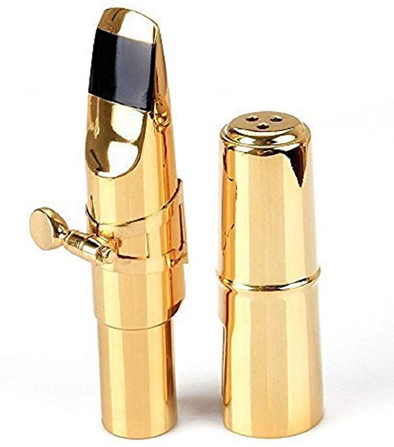 Aibay Gold Plated Metal Bb Soprano Saxophone Mouthpiece   Cap   Ligature #7