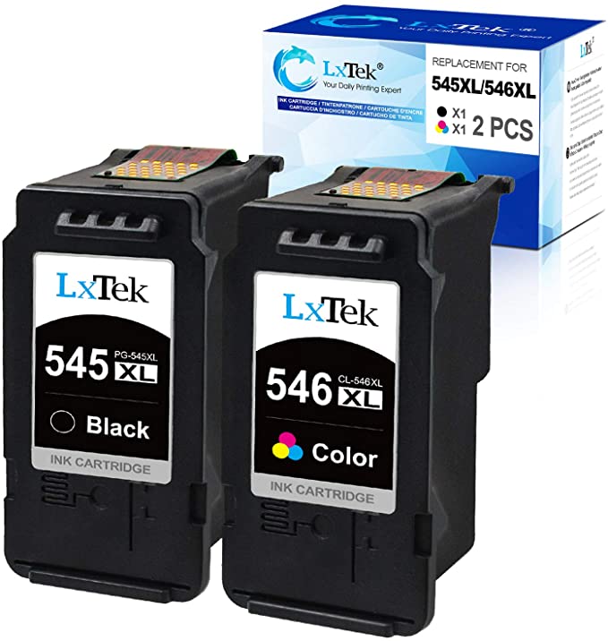 LxTek PG-545XL CL-546XL Replacement for Canon 545 546 XL Ink Cartridges for Canon Pixma MG3050 MG2500 MG2550S MX495 MX490 iP2850 MG3053 MG2400 MG2450 MG2550 MG2900 MG2950 MG3051 (1 Black, 1 Colour)