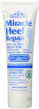 Miracle Heel Repair Cream 4 Oz Soothe Cracked, Dry, Rough, Hard Heels and Restore Soft Skin Instantly! If Your Heels Are in Pain, So Rough They Snag Your Stocking, You Have to Try Miracle Heel Repair Cream! Fast Acting Ingredients Work to Gentle Soothe Cracked, Hard Heels! Made with Exclusive Soothing Ultra Aloe Gel and Healing Tea Tree Oil. Alternative to Dr. Scholls, Nivea, Flexitol, Gold Bond, Jergens