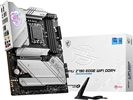 MSI MPG Z790 EDGE WIFI DDR4 Motherboard ATX - Supports Intel Core 12/13th Gen Processors, LGA 1700, DDR4 Boost (5333 MHz/OC), 1 x PCIe 5.0 x16, 1 x PCIe 4.0 x4, 5 x M.2 Gen4, 2.5Gbps LAN, Wi-Fi 6E