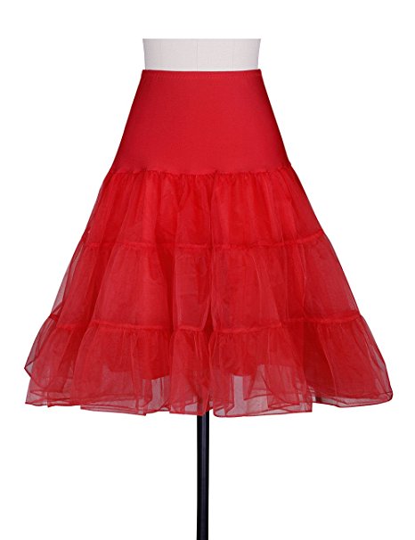 ADAMARIS Women's Vintage Elastic Crinoline Petticoat Underskirts Half Slip for Formal Dress