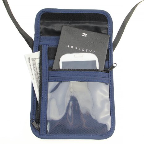 Doffey RFID Blocking Neck Wallet 6 Pockets - Protect Your Money, Passport, Credit Cards, Cell Phone and Documents