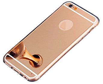 iPhone 6S Plus Rose Gold Mirror Case,iPhone6S Plus Mirror Rose gold Case, Slim Luxury Hybrid Glitter Bling Mirror Soft TPU Cover Case for iPhone 6sPlus and 6Plus (Rose Gold)