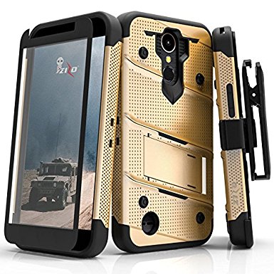 LG K20 Plus Case, Zizo [Bolt Series] w/ [LG K20 Plus Screen Protector] Kickstand [12 ft. Military Grade Drop Tested] Holster Belt Clip - LG Harmony