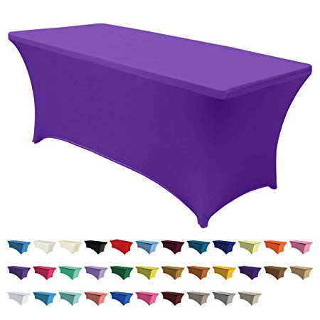 ABCCANOPY 30  Colors Spandex Table Cover 6 ft. Fitted Polyester Tablecloth Stretch Spandex Tablecover-Table Toppers(Purple)