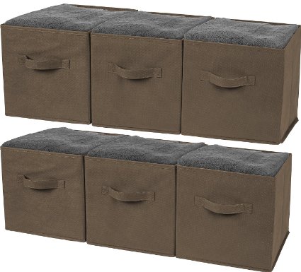 Greenco Foldable Non-Woven Fabric Storage Cubes (6 Pack), Brown