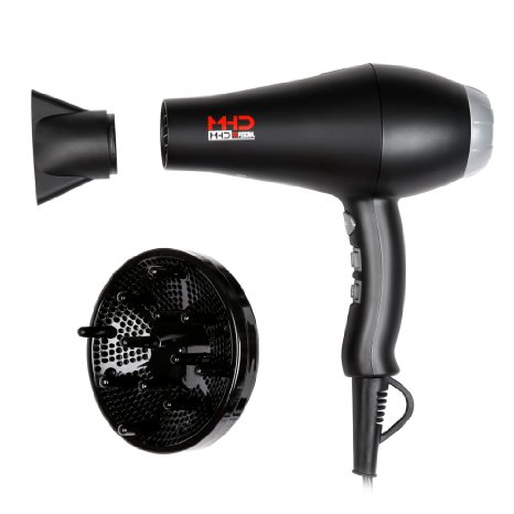 Professional Hair Dryer 1800W Negative Ions Blow Dryer Far infrared Heat 2 Speed and 3 Heat Setting Cool Shot Button Removable Concentrator and Diffuser Attachment
