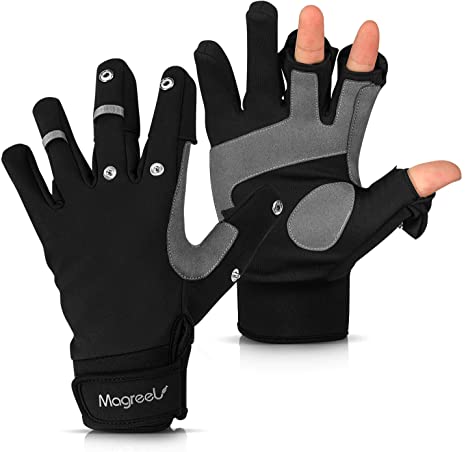 Magreel Fishing Gloves for Men and Women Water Repellent Windproof Gloves Flexible 3 Cut Fingers for Fly Fishing Photography Motorcycling Shooting Cycling Hiking Hunting