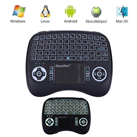 Leelbox 2.4Ghz Mini Keyboard, Wireless Mouse Touchpad Rechargeable Combos for PC Pad Android TV Box, LED Backlit [Upgrade Version] (Black)