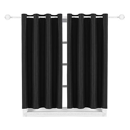 Milly&Roy Blackout Curtains Grommet Thermal Insulated Room Darkening Curtains for Living Room 52 x 63 inch Black Set of 2 Curtain Panels