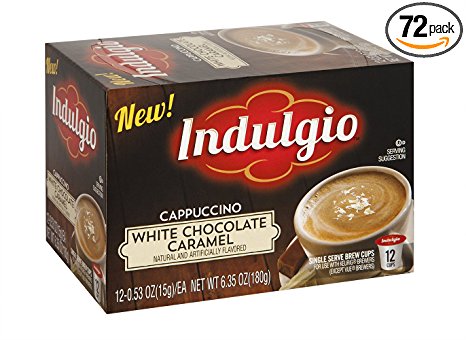 Indulgio 72 Count K-Cups (White Chocolate Caramel Cappuccino) (Compatible with 2.0 Keurig Brewers)