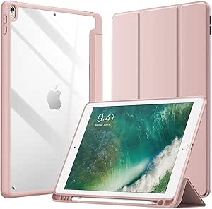 JETech Case for iPad Air 3 (10.5-Inch 2019, 3rd Generation) and iPad Pro 10.5-Inch with Pencil Holder, Clear Transparent Back Shell Slim Stand Shockproof Tablet Cover (Rose Gold)