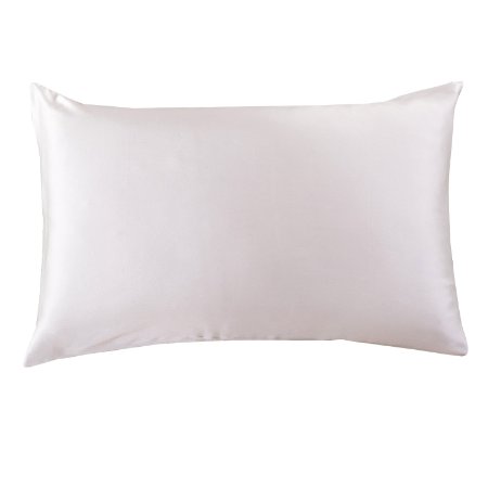 OROSE 19mm Luxury 100% Pure Mulberry Silk Pillowcase with Cotton Underside, good for hair, sleep and facial beauty, prevent wrinkle and allergy, with hidden zipper, gift wrap (Queen, Ivory)