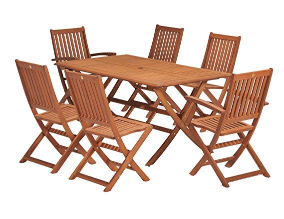 Wiltshire FSC Eucalyptus Wood 6 Seater Outdoor Dining Set, with Rectangular Table