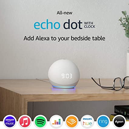 All-new Echo Dot (4th generation) | Smart speaker with clock and Alexa | Glacier White