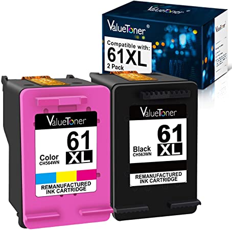 Valuetoner Remanufactured Ink Cartridges Replacement for HP 61XL 61 XL to Use with Envy 4500 Deskjet 1000 1056 1510 1512 1010 1055 OfficeJet 4630 Printer (1 Black, 1 Tri-Color, 2-Pack)