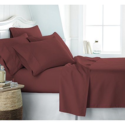 Egyptian Luxury 1800 Hotel Collection Bed Sheet Set - Deep Pockets, Wrinkle and Fade Resistant, Hypoallergenic Sheet and Pillow Case Set - (Twin,Burgundy)