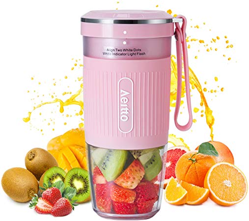 Portable Blender, Cordless Personal Blender Juicer, Mini Mixer, Smoothies Maker Fruit Blender Bottle Cup With USB Rechargeable, BPA Free, 10oz,for Home, Office, Sports, Travel, Outdoors, by Aeitto