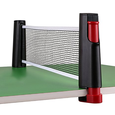 Hipiwe Retractable Table Tennis Net Replacement, Ping Pong Net and Post with PVC Storage Bag, 6 Feet(1.8M）, Fits Tables Up to 2.0 inch （5.0 cm）