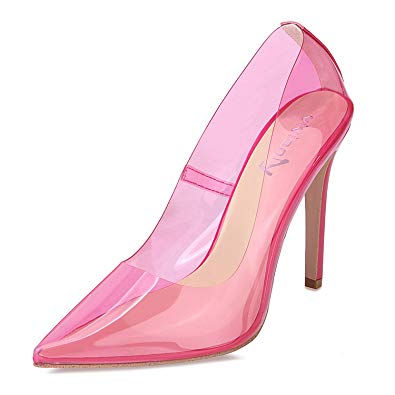 vivianly Sexy High Heels Pointy Toe Pumps Transparent Stiletto Cinderella Shoes for Women