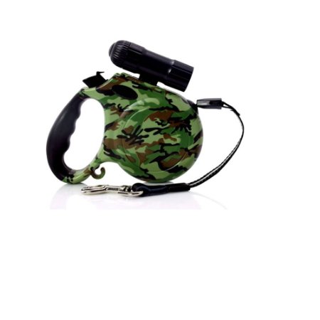 H.YOUNG Automatic Retractable Dog Leash with LED Lights 16 Feet Camouflage