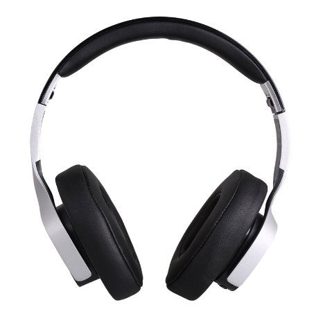 Ausdom M08 Overhead Wired Wireless Foldable Bluetooth 4.0 Stereo for Music Streaming Headphones Fidelity Headset with Mic Hand Free(Black and Silver)