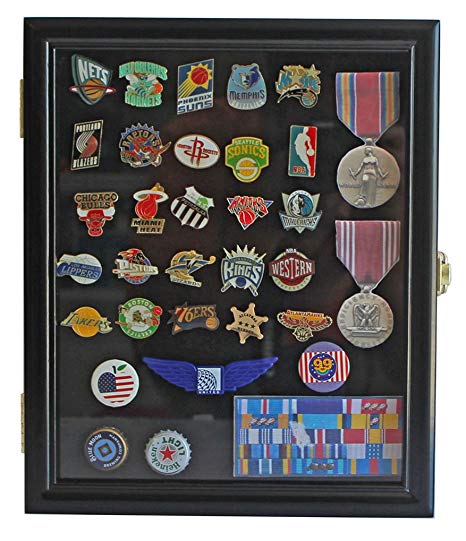 Display Case Cabinet Shadow Box for Military Medals, Pins, Patches, Insignia, Ribbons MPC02