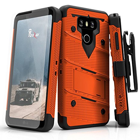 LG G6 Case, Zizo [Bolt Series] with FREE [LG G6 Screen Protector] Kickstand [Military Grade Drop Tested] Holster Belt Clip - LG G6