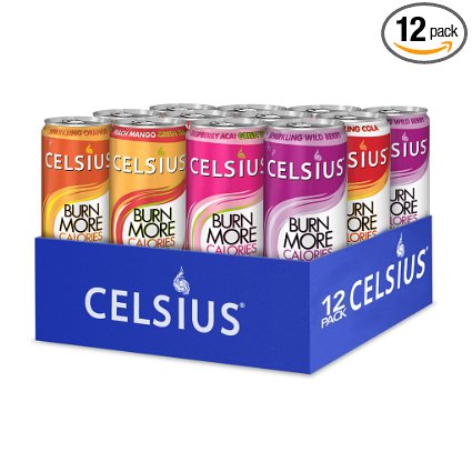 Celsius Healthy Sugar Free Energy Drink Weight Loss and Pre-Workout Drink 12-Ounce Variety Pack  Pack of 12