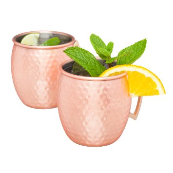 Moscow Mule Hand Hammered Copper Mug - 18 oz - Set of 2 - with Free Bonus Cocktail Recipes