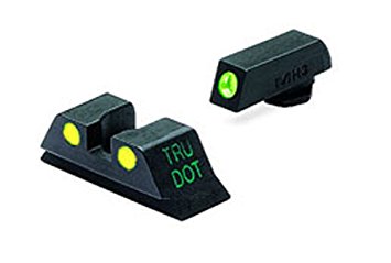 Meprolight Glock Tru-Dot Night Sight for 10 mm & .45 ACP. fixed set with yellow rear sight and green front sight